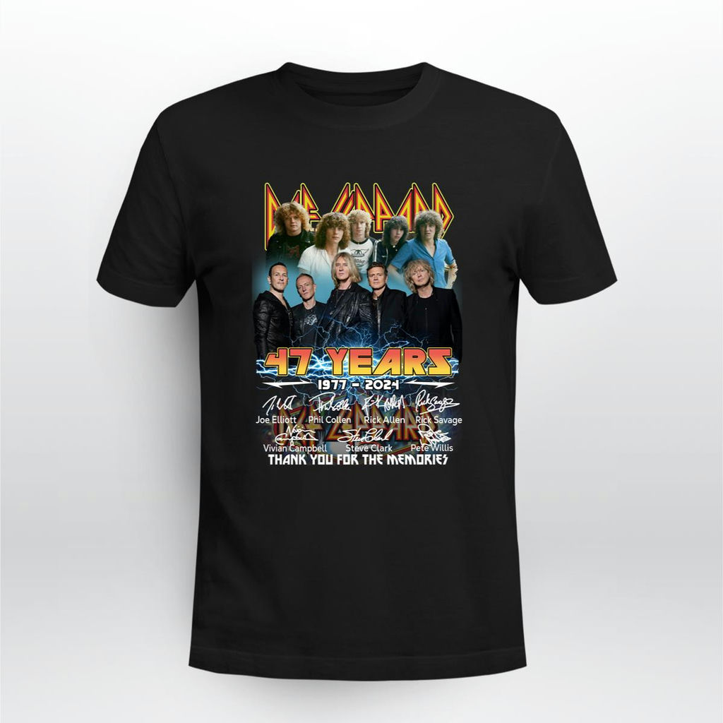 Def Leppard 47 Years 1977 2024 Thank You For The Memories T-Shirt, Classic Style T-Shirt, Premium Shirt
