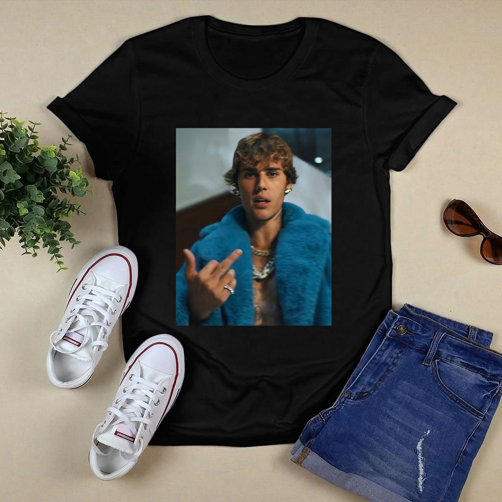 Justin Bieber Middle Finger Music Singer T-Shirt, Classic Style T-Shirt, Premium Shirt