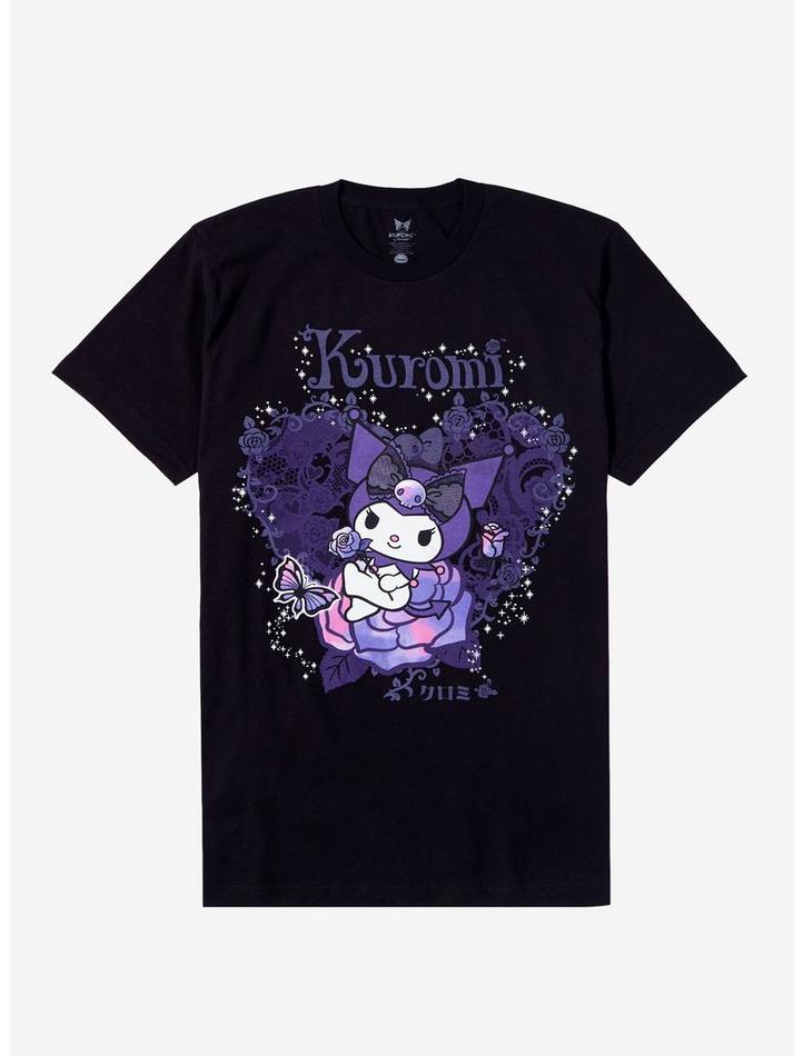 Kuromi Purple Rose Boyfriend Fit Girls Premium Tee, Classic Style T-Shirt